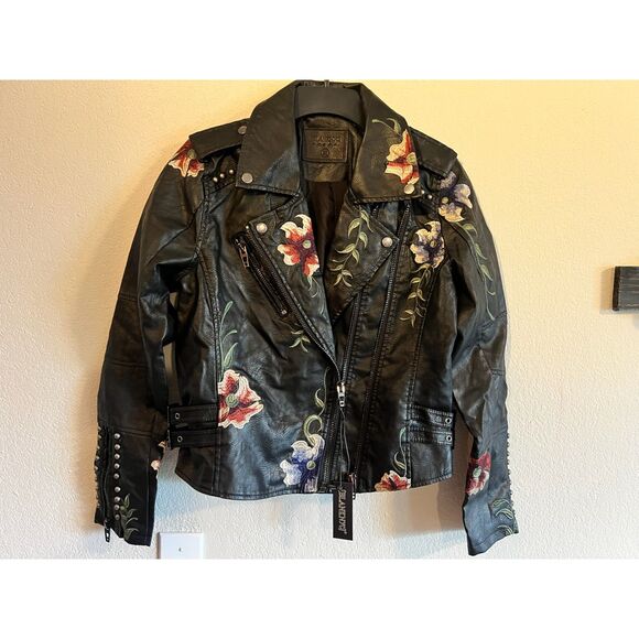 BLANK NYC Moto Vegan Leather Embroidered Floral BRAND NEW in Polybag - Picture 3 of 6